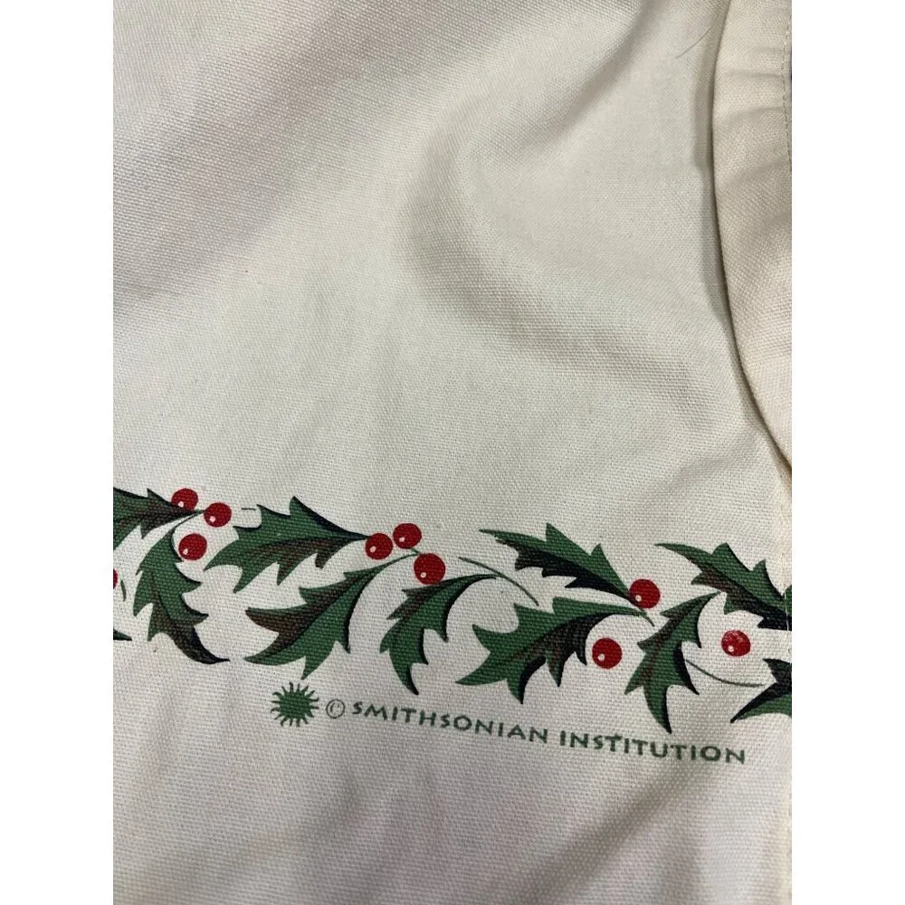 Smithsonian Institute Apron Christmas Holiday Vintage Santa Bicycle Deer Holly